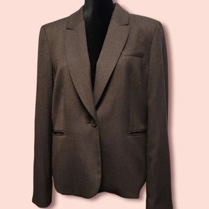 Cremieux Herringbone Blazer Jacket Faux Suede Accents Size 12